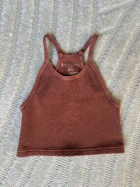 Free People FP Movement Happiness Runs Crop Tank Terracotta Brown, Size XS/S
